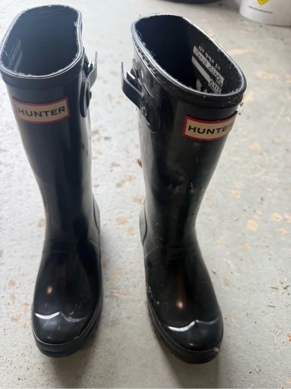 Hunter Black Kids Rain Boots with Red Logo